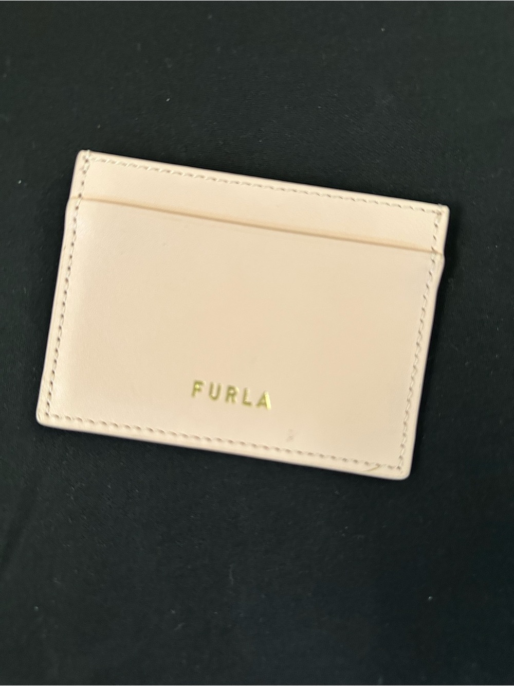 Furla Blush Leather Slim Card Case with Gold Logo